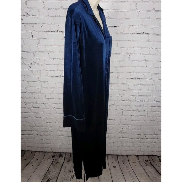 NWT Lauren Ralph Lauren Blue Velvety Velour Zip Long Sleeve Robe Size Small S - Picture 15 of 15